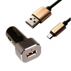 Автомобильное зарядное устройство Grand-X QC Black (CH27BM) + кабель Micro USB