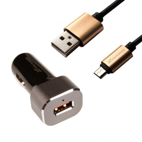 Автомобильное зарядное устройство Grand-X QC Black (CH27BM) + кабель Micro USB