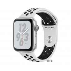 Apple Watch Nike+ Series 4 (GPS + Cellular) 44mm Silver Aluminum Case with Pure Platinum Black Nike Sport Band (MTXC2)