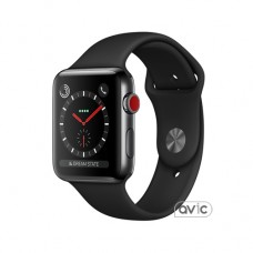 Apple Watch Series 3 (GPS+Cellular) 42mm Space Black Stainless Steel with Black Sport Band (MQM02)