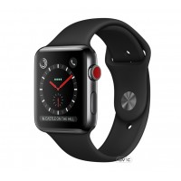 Apple Watch Series 3 (GPS + Cellular) 38mm Space Black Stainless Steel w. Black Sport B. (MQJW2)