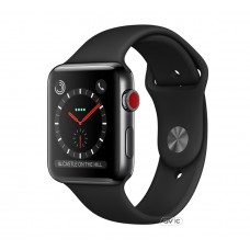Apple Watch Series 3 (GPS + Cellular) 38mm Space Black Stainless Steel w. Black Sport B. (MQJW2)
