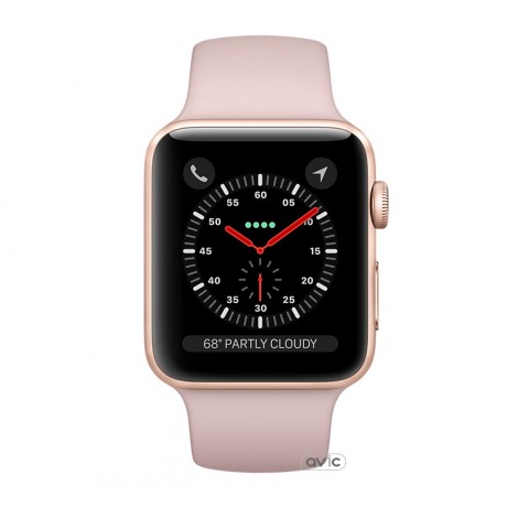 Apple Watch Series 3 (GPS + Cellular) 42mm Gold Aluminum w. Pink Sand Sport B. (MQK32)