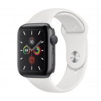 Apple Watch Series 5 (GPS) 44mm Space Gray Aluminum Case with Sport Band White