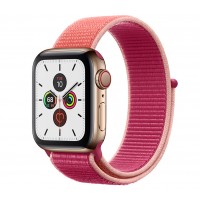 Apple Watch Series 5 (GPS+CELLULAR) 40mm Gold Stainless Steel Case with Sport Loop Pomegranate