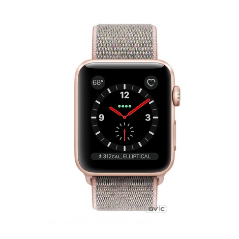 Apple Watch Series 3 38mm GPS + Cellular Gold Aluminum Case with Pink Sand Sport Loop (MQJU2)