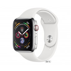Apple Watch Series 4 (GPS + Cellular) 40mm Stainless Steel Case with White Sport Band (MTUL2)