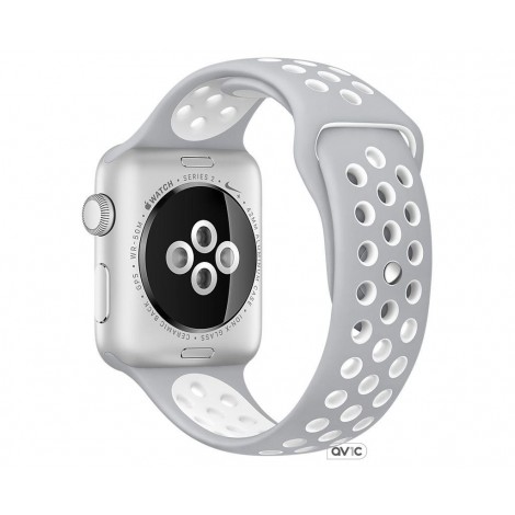 Apple Watch Nike+ Series 2 42mm Silver Aluminum Case with Flat Silver/White Nike Sport Band (MNNT2)