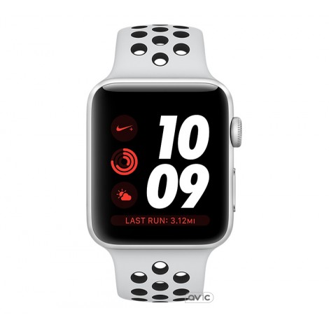 Apple Watch Nike+ Series 3 (GPS + Cellular) 42mm Silver Aluminum w. Pure Platinum/BlackSport B. (MQLC2)