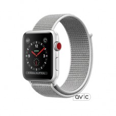 Apple Watch Series 3 (GPS+Cellular) 42mm Silver Aluminum Case with Seashell Sport Loop (MQKQ2)