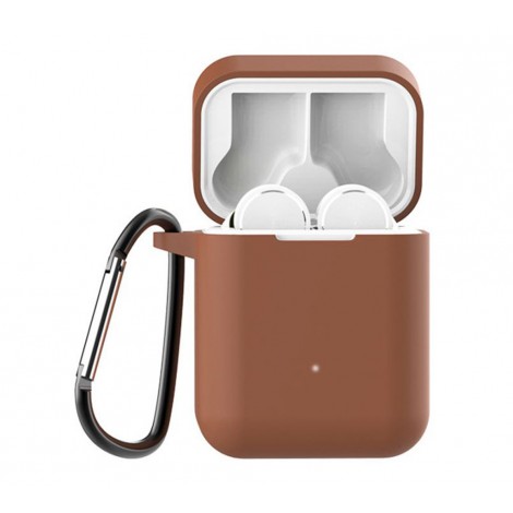 Чехол для Redmi AirDots Pro Silicon case с карабином Light Coffee