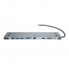Адаптер SONDER Type-C ports 10 в 1 (HDMI 4K, USB 3.0 x 3, USB-C, SD, MicroSD, VGA, RJ45, 3.5 Jack)