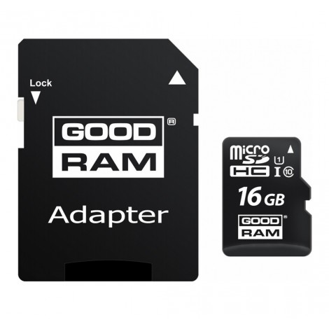 Карта памяти MicroSDHC 16GB UHS-I Class 10 Goodram + SD-adapter (M1AA-0160R12)