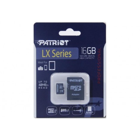 Карта памяти Patriot 16GB microSD class10 UHS-I (PSF16GMCSDHC10)