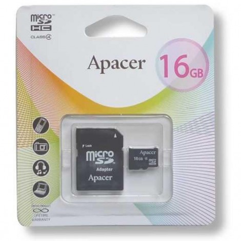 Карта памяти Apacer microSDHC Class4 16GB w/ 1 Adapter RP (AP16GMCSH4-R)
