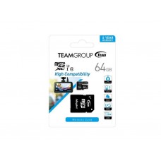 Карта памяти TEAM 64 GB microSDXC Class 10 UHS-I Dash Card + SD Adapter TDUSDX64GUHS03