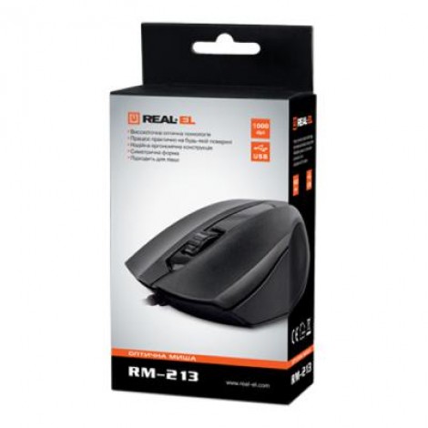 Мышь REAL-EL RM-213, USB, black