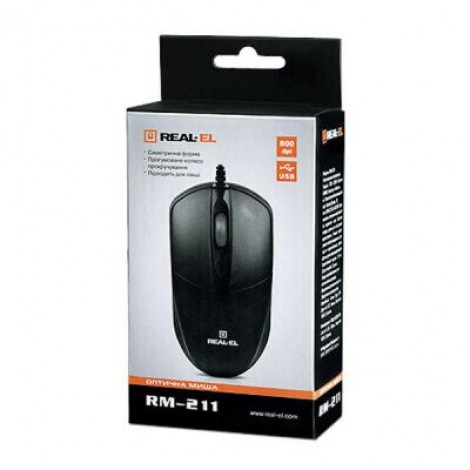 Мышь REAL-EL RM-211, USB, black
