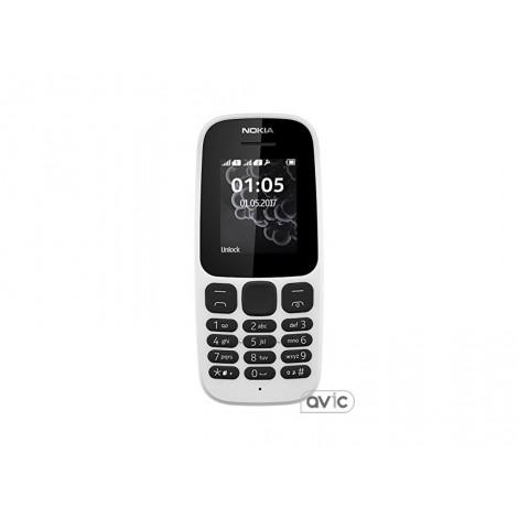 Мобильный телефон Nokia 105 Single Sim New White (A00028371)