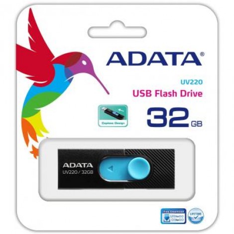 Флешка ADATA 32GB UV220 Black/Blue USB 2.0 (AUV220-32G-RBKBL)