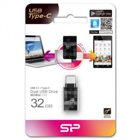 Флешка Silicon Power 32GB Mobile C31 USB 3.1 / USB Type-C (SP032GBUC3C31V1K)