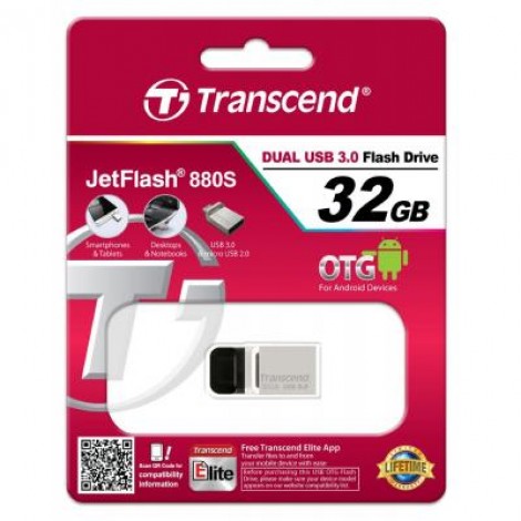 Флешка Transcend 32GB JetFlash OTG 880 Metal Silver USB 3.0 (TS32GJF880S)
