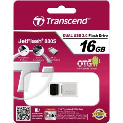 Флешка Transcend 16GB JetFlash OTG 880 Metal Silver USB 3.0 (TS16GJF880S)