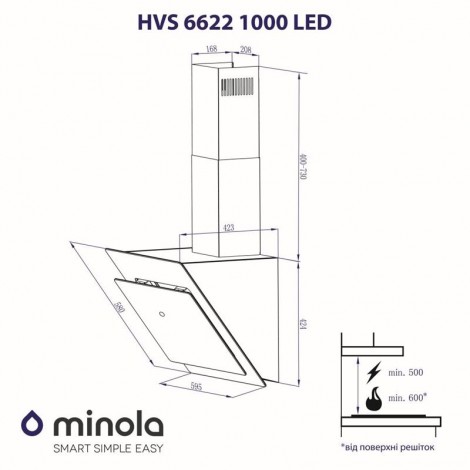 Вытяжка MINOLA HVS 6622 BL 1000 LED