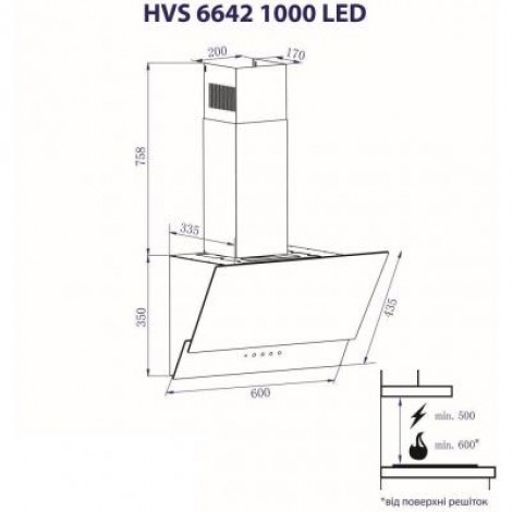 Вытяжка MINOLA HVS 6642 WH 1000 LED