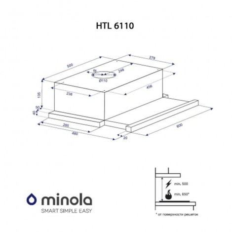 Вытяжка Minola HTL 6110 BL 630