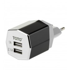 Зарядное устройство TOTO TZR-09 Travel charger 2USB 3,1A Black/Silver