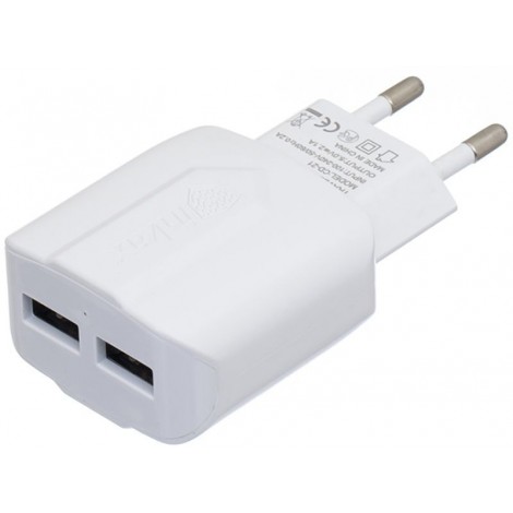 Зарядное устройство INKAX CD-21 Travel charger + Micro cable 2USB 2.1A White