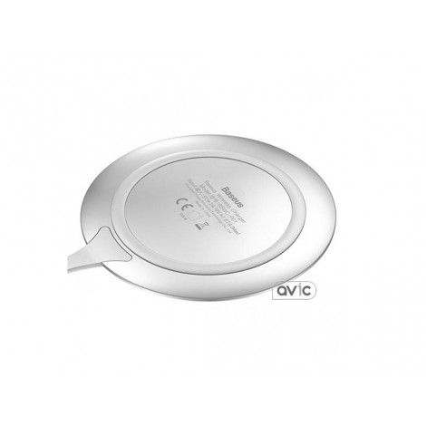 Беспроводное зарядное устройство Baseus Metal Wireless Charger White/Silver