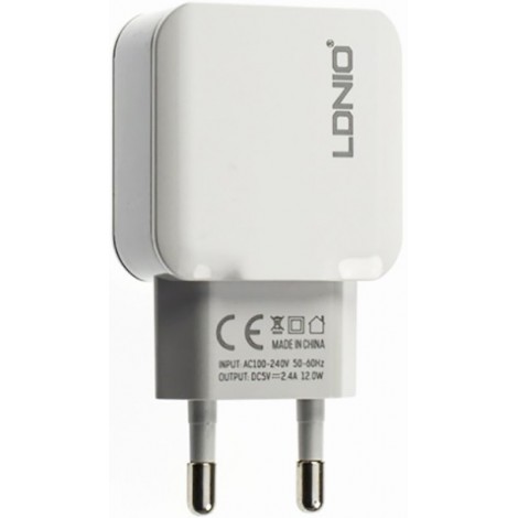 Сетевое зарядное устройство LDNIO A2202 Travel charger 2USB 2.4A White