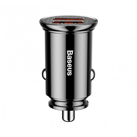 Автомобильное зарядное устройство Baseus Circular Plastic QC 3.0 30W 2USB Black