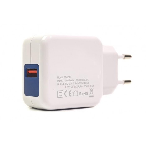 Зарядное устройство PowerPlant W-250 QC3.0 White (SC230013)