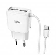 Сетевое зарядное устройство Hoco C59A Mega joy double port charger for Type-C(EU) 2USB 2.1A White