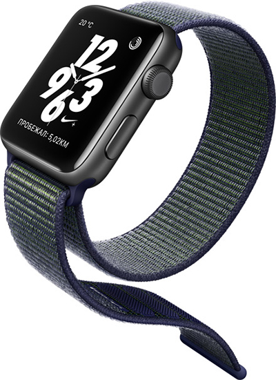 Apple Watch Series 3 Nike+ GPS+LTE 42mm Silver Aluminum Case with Bright Crimson/Black Sport Loop (MQMG2)