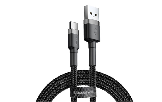 Кабель Baseus Сafule Cable USB For Type-C 2A 2M Gray+Black (CATKLF-CG1)