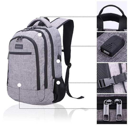 Hanxiema Travel Backpack (Hxm-01-1) Light Grey