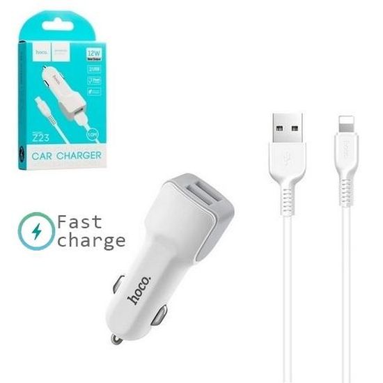 Hoco Z23 Grand Style+Cable (Lightning) 2.4A 2USB White