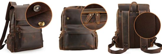 Tiding Men Crazy Horse Leather Backpack (3582FS)