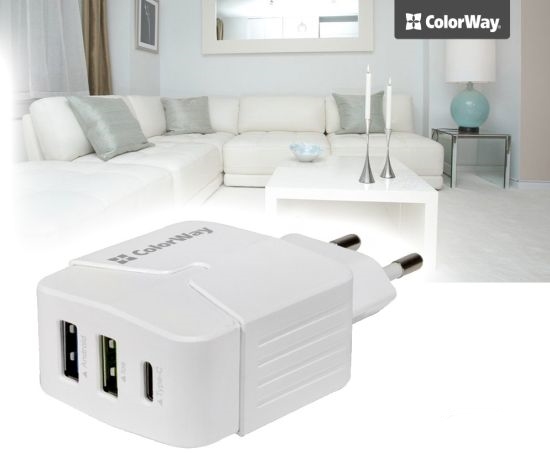 ColorWay 2 USB 1 Type-C 3.4 A (CW-CHS005-WT)
