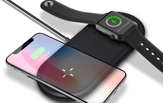 Беспроводное зарядное устройство AirPower 2 IN 1 Wireless Charger for iPhone and Apple Watch Black