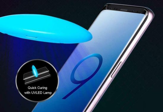 Защитное стекло для Samsung S9 Black Full Glue+Lamp